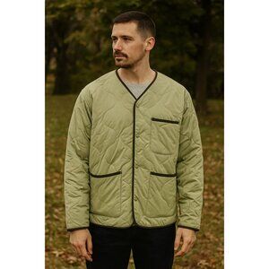 Original Use Mens Medium Quilted Snap-Front Jacket In Olive Green